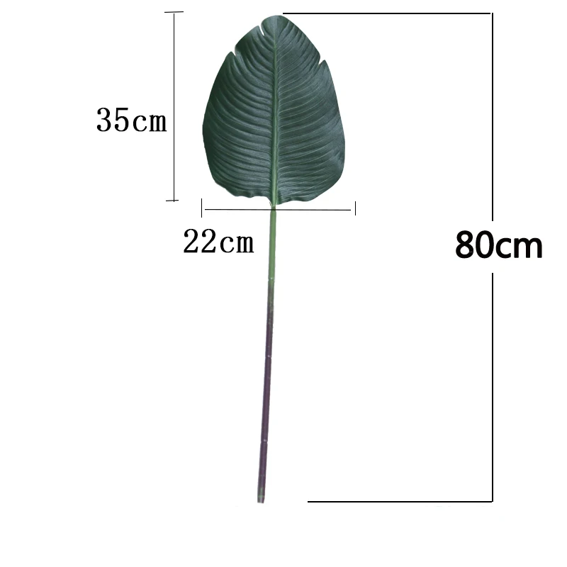 98 см 3 шт. пластиковая Пальма листья тропические большие искусственные пальмовые ветки Зеленые искусственные растения искусственный банан лист для украшения дома и офиса - Цвет: 80cm A