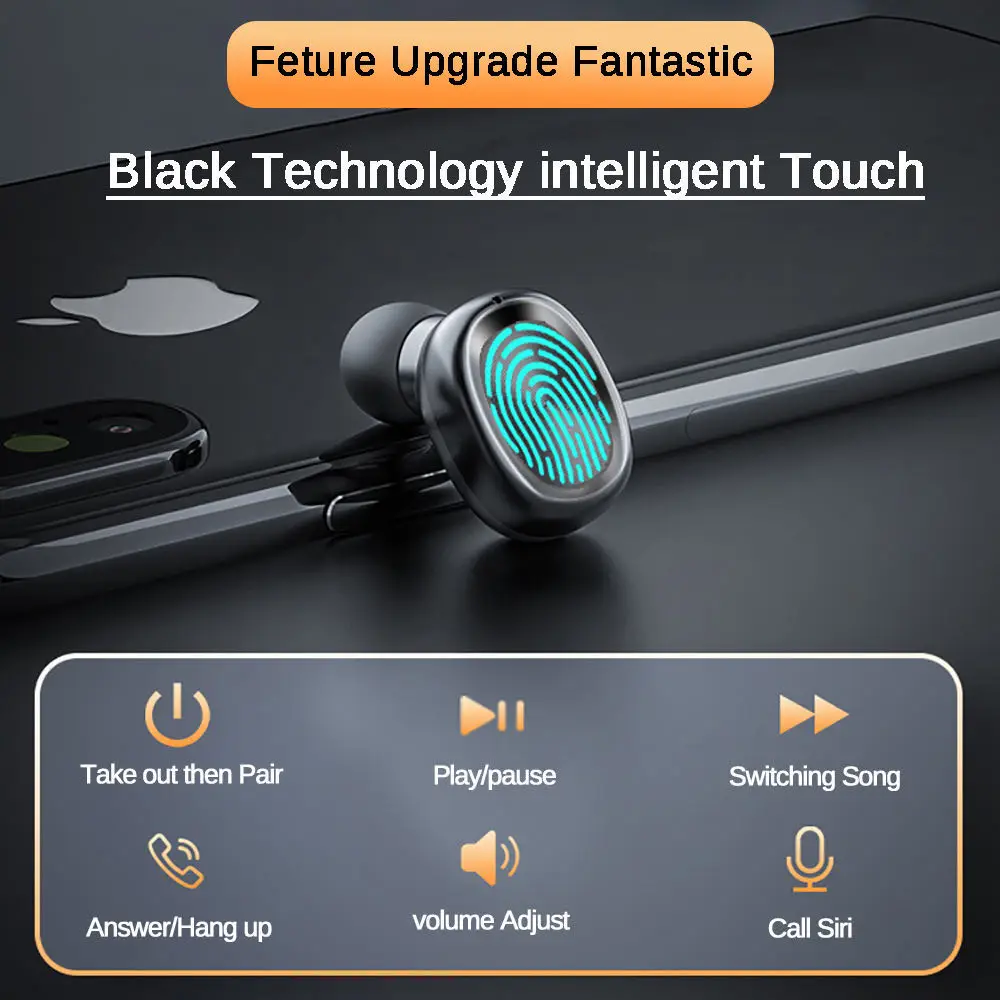 TWS 5 0 Bluetooth Earphones LED1200mAh Charging Box Earbuds Waterproof With Mic Wireless Sport Headphone Bass