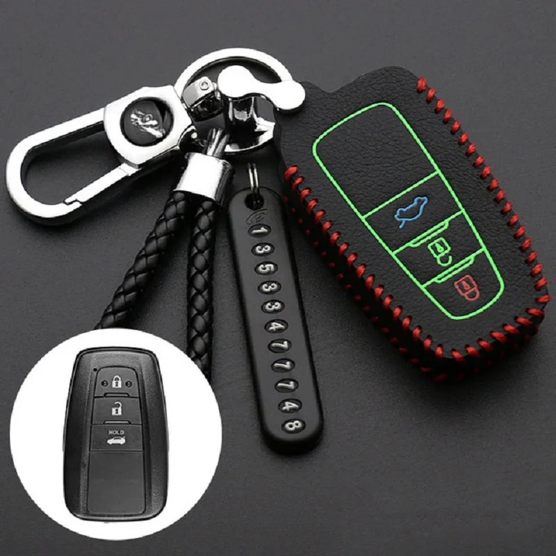 Luminous Leather Car Smart Key Cover key case cover key case car key shell for Toyota Camry CHR Prius Corolla RAV4 Prado