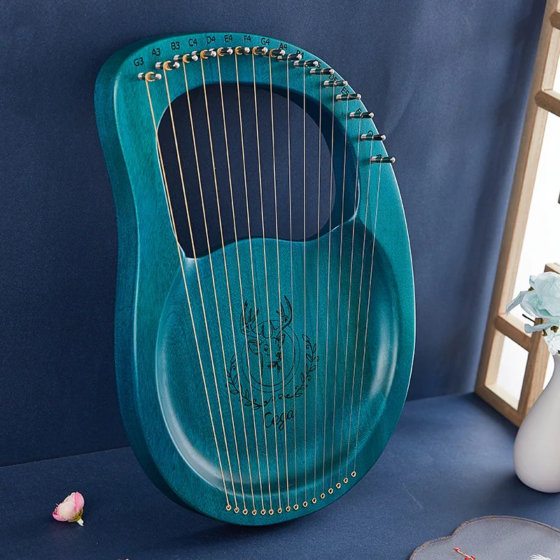 新品 未使用 Cega 19弦ハープ 本体と付属品セット 金属弦 ウッドハープ CEGA 16-stringed Lyra Harp Portable Lyre 19-stringed Lyre
