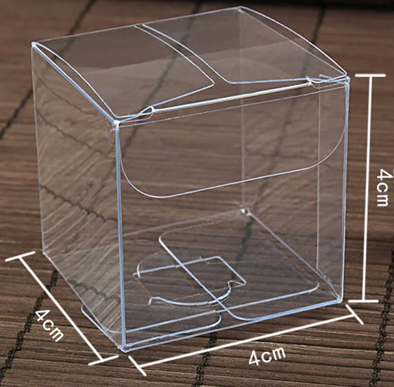 

110 pcs/lot Clear Square Wedding Favor Gift Box PVC Transparent Party Candy Bags Chocolate Boxes 4x4x4cm
