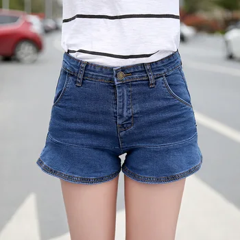 

Fashion Ruffles Women Summer Denim Shorts Jeans Women Stretch Short New Femme Push Up Skinny Slim Denim Shorts