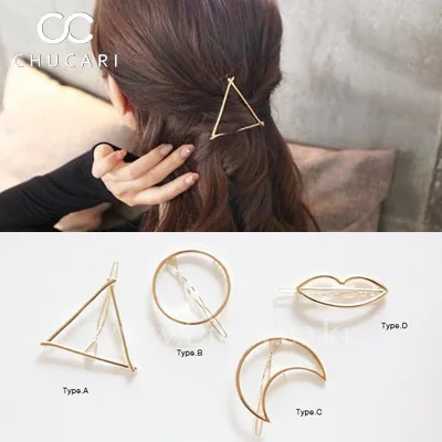 CHUCARI Fashion Girls Triangle Moon Hairpins Hair Clips Hairgrip Head Accessories Lip Round Barrettes Jewelry Women Pins | Украшения и