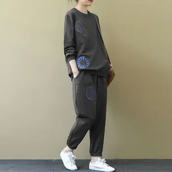 

2020 women suit long sleeve sports suit patchwork hoodie+harem pants 2 piece set tracksuit for women spring autumn sweat suit