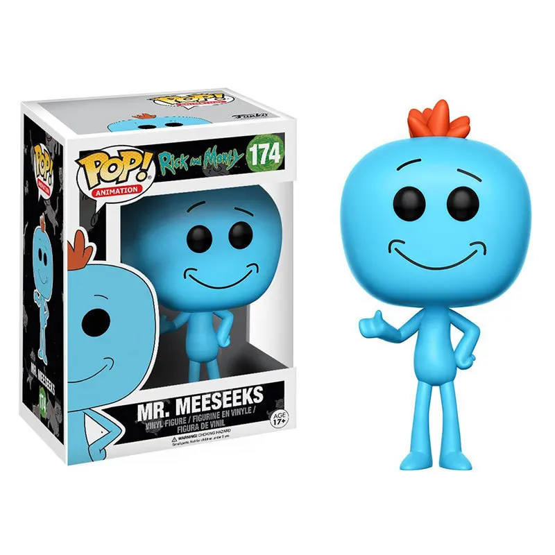 Funko Pop Pickle Rick and Morty Mr. meeseeks Pickle Rick игрушки фигурка героини игрушки для детей на день рождения рождественские подарки - Цвет: 174 with box