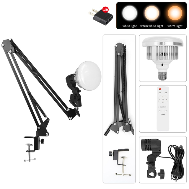 155W Dimmable LED Light Bulb Video Ring Lamp with Stand Photography Lighting Photo Studio Daylight Bulb Softbox Equipment
