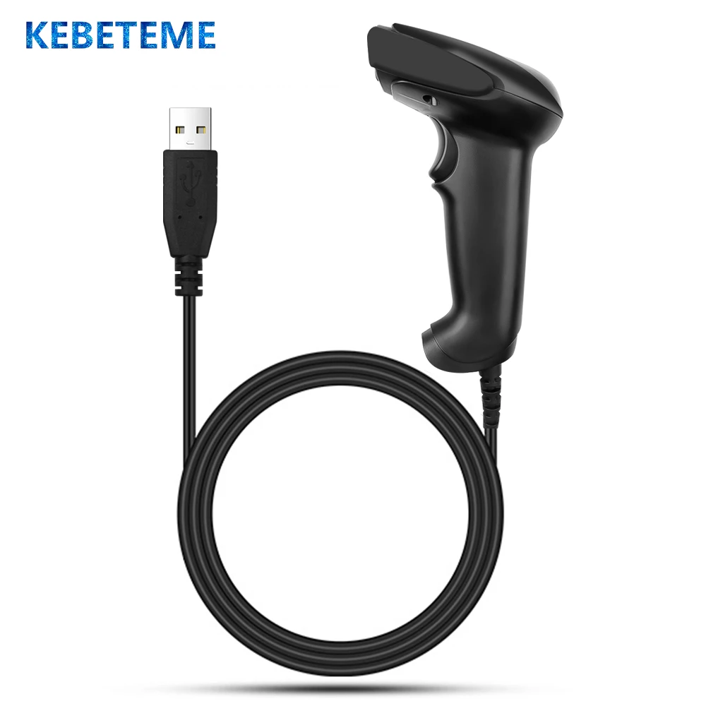 KEBETEME 1D сканер штрих кода USB проводной портативный ручной лазера F5