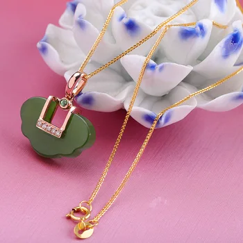 

products manufacturer, direct sales, fashion jewelry wholesale, 18kjin, au750, Ms. and Tian Biyu small lock pendants