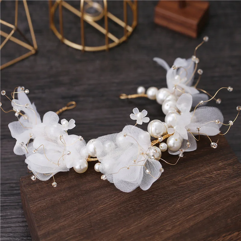Beautiful Silk Yarn Flower dreamy Earrings Exterior Style headband Wedding hair accessories for bride