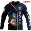 Tessffel je suis un soudeur Profession 3D imprimé nouveau hommes sweat Harajuku veste à capuche zippé décontracté unisexe veste pull Style-7 ► Photo 2/3