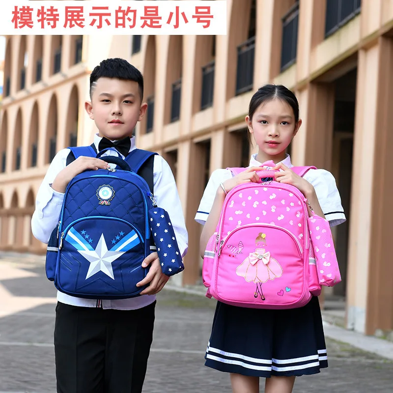 

Children Nylon Schoolbag Young STUDENT'S 1-3-6 Grade Burden Relieving Spine-6-12 a Year of Age BOY'S And GIRL'S Backpack
