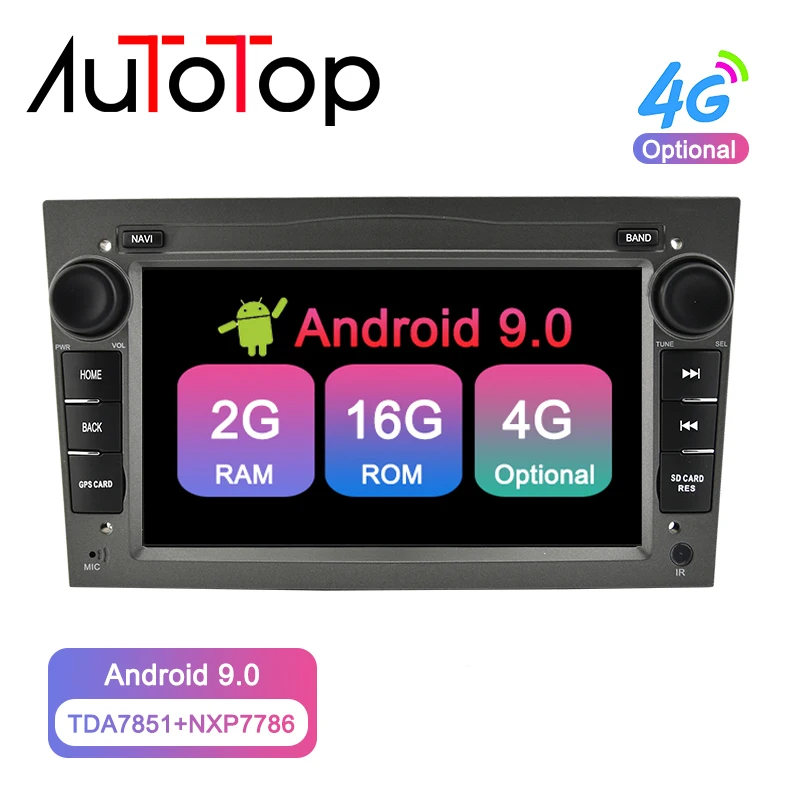 

AUTOTOP 7" 2din Android 9.0 Car Radio Player for Opel Vauxhall Astra H G J Vectra GPS Navigation RDS Wifi Mirrorlink BT NO DVD