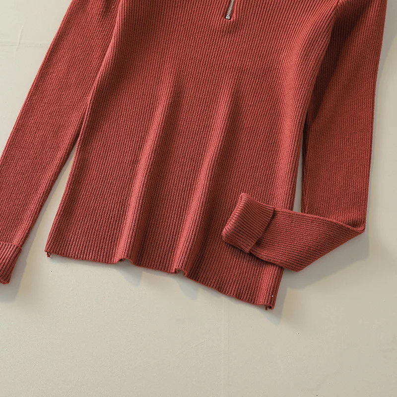2019 Trend Knitted Sweater Women Zipper Turtleneck Long Sleeve Slim Women Pullover Sweater Autumn Winter Warm Female Jumpers (22)