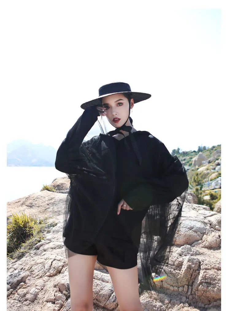 XITAO Tide, сетчатая шляпа в стиле пэтчворк, толстовка, винтажная, с длинными рукавами, модная, свободная, повседневная, большие размеры, женская