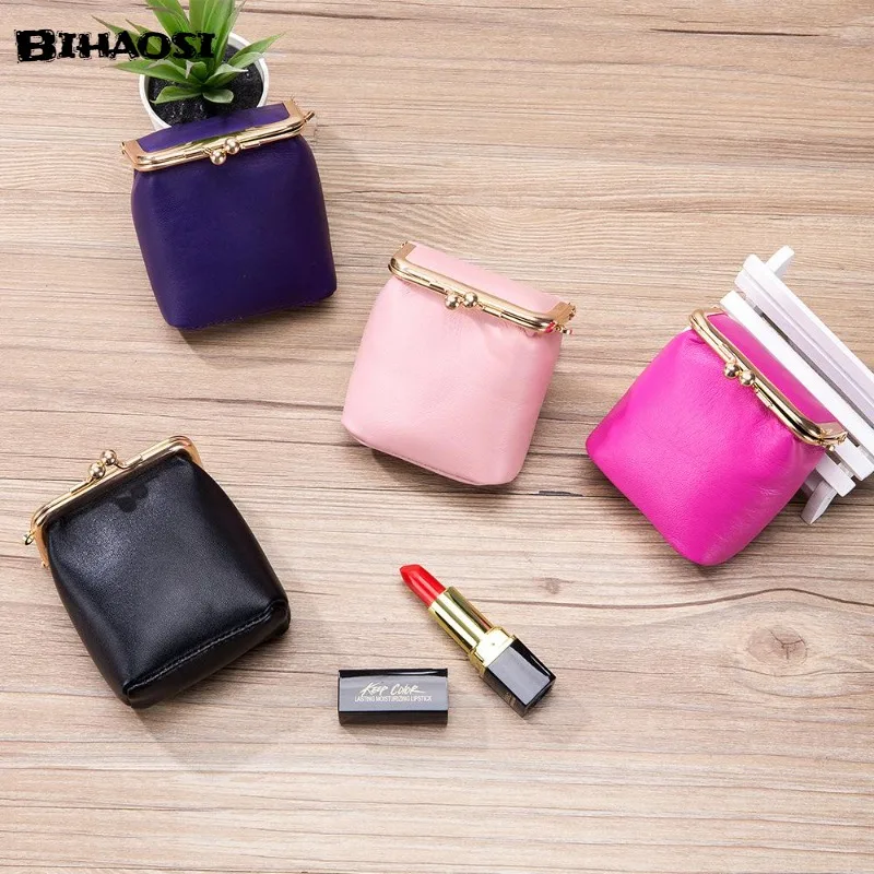 Leather Mini Change Bag Mouth Red Bag Men\'s And Women\'s Earphone Storage Bag Earphone Bag Candy Coin Bag Wholesale Purse