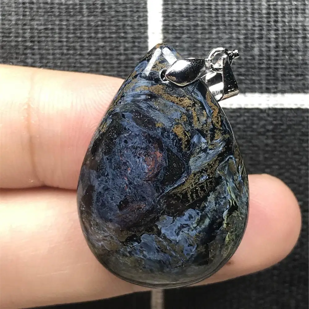 

Namibia Natural Blue Pietersite Pendant For Woman Man Crystal 33x22x7mm Water Drop Beads Firework Effect Stone Jewelry AAAAA