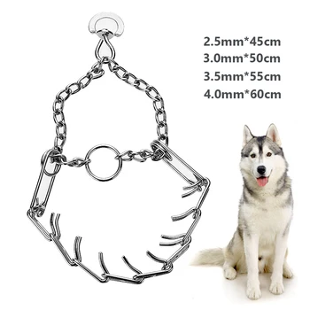 

45/50/55/60cm Adjustable Pet Dog Metal Pinch Prong Choke Training Chain Collar Pet Dog Supplies Detachable Stimulate Chain