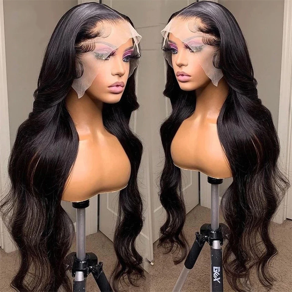 13x6 Body Wave Lace Wig Human Hair Wigs Brazilian 30 inch Water Transparent Closure Frontal For Black Women | Шиньоны и парики