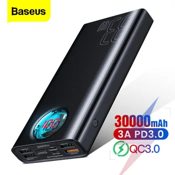 

Baseus 30000mAh Power Bank USB C PD Quick Charge 3.0 30000 mAh Powerbank For Xiaomi Mi iPhone Portable External Battery Charger