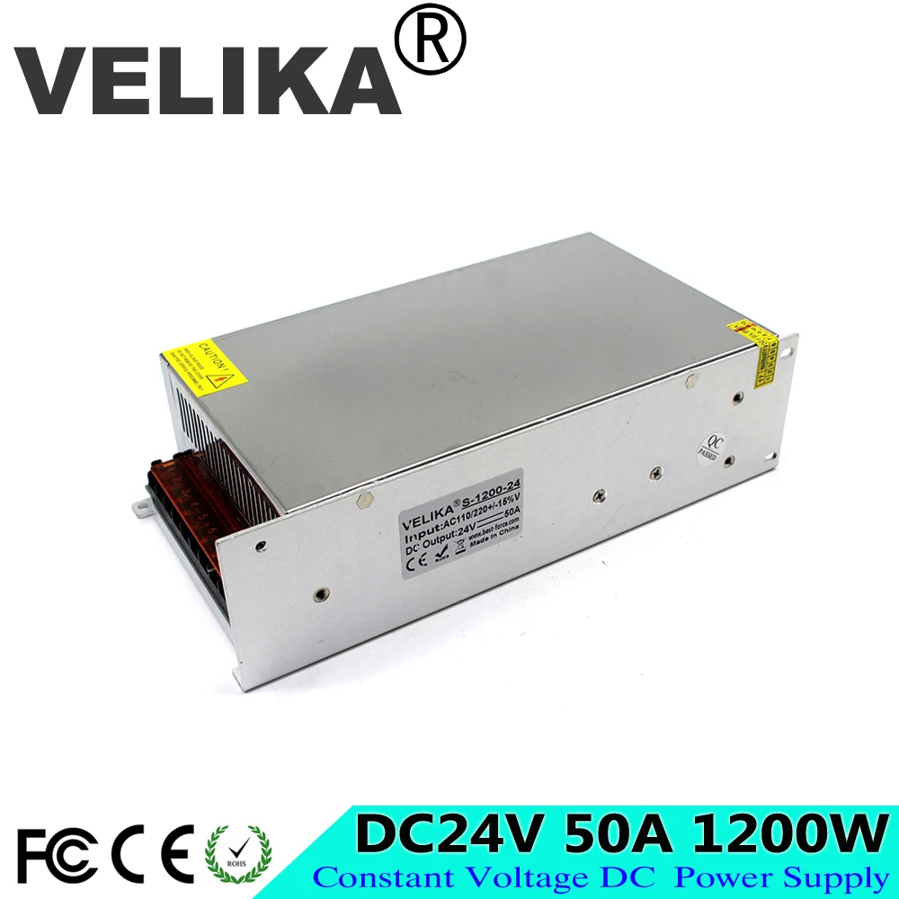 Высокая мощность DC24V 50A 1200 Вт импульсный источник питания Трансформатор 110 220 В AC DC