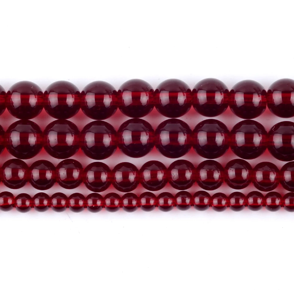Großhandel Granat Rot Glas Kristall Stein Perlen Runde Lose Spacer Für Schmuck Machen 4/6/8/10/12mm DIY Armband Halskette – Detail 4