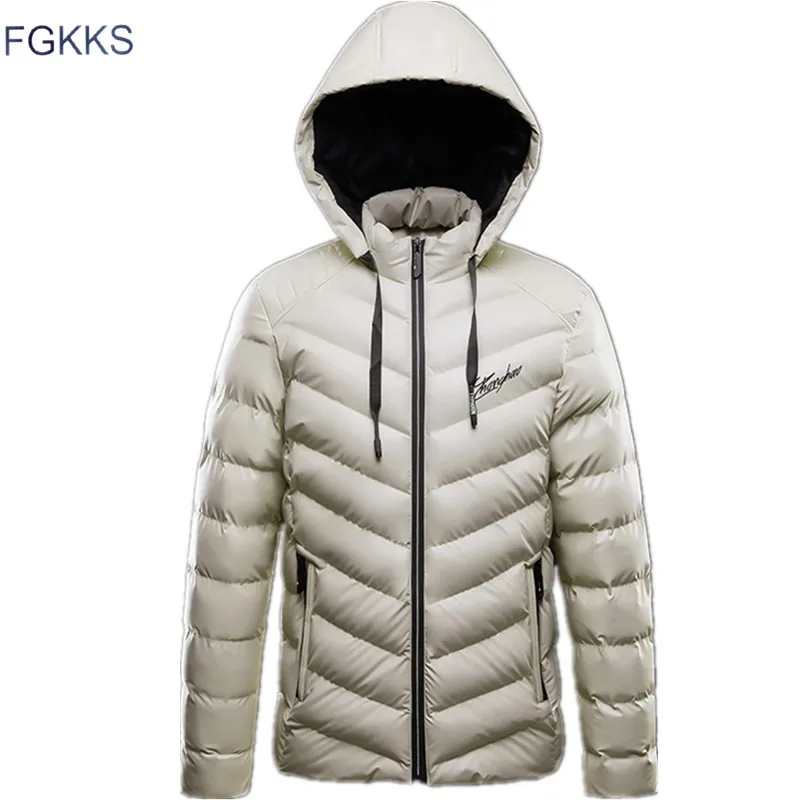 

FGKKS Fashion Brand Men Parkas Coat Autumn Winter Male Solid Color Hooded Parka Men's Plus velvet Thickening Parka Warm Coats