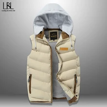 Мужской Стильный Жилет Осенне-зимний Пуховый Жилет Повседневная Мужская Куртка Без Рукавов Теплый Жилет Уличная Мужская Верхняя Жилетка С Капюшоном
