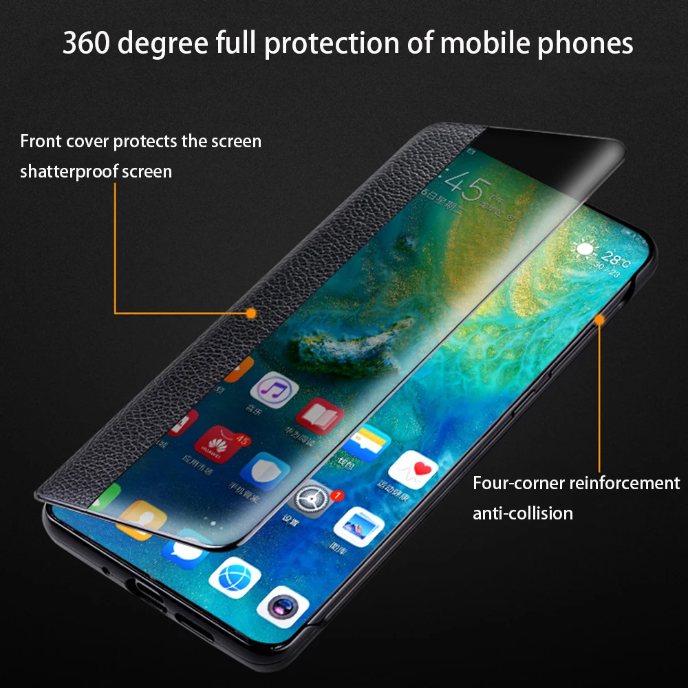 Чехол huawei P30, официальный кожаный защитный флип-чехол с окошком для просмотра, чехол huawei P30 Pro, чехол huawei P30 Pro, чехол Funda
