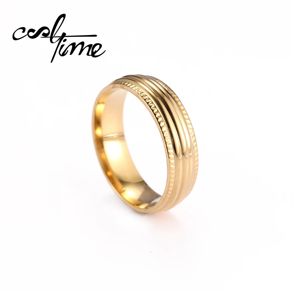 COOLTIME 100% нержавеющая сталь невыцветающее Золотое простое обручальное кольцо для