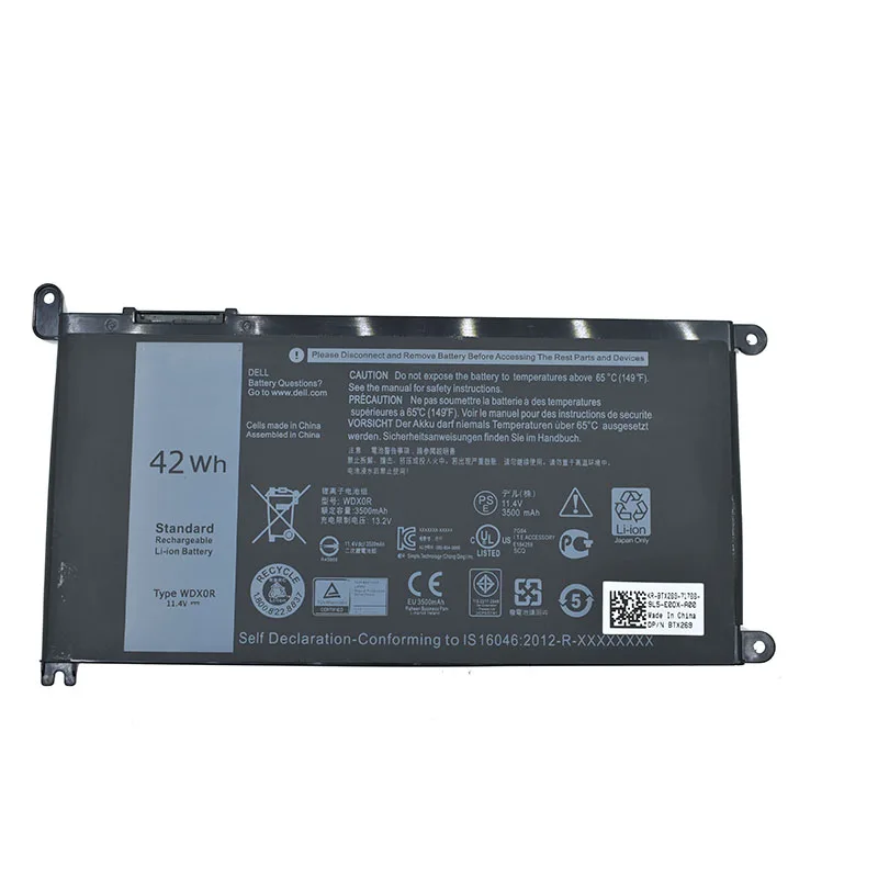 

WDXOR laptop battery for DELL P26T003 P26T004 P58F P58F001 battery P62F P62F001 P69G P69G001 P75G P75G001 RRJDX T2JX4 battery