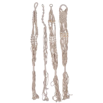 

4pcs Hot Sales Handmade Macrame Plant Pot Tray Plant Pot Hanger Pot Macrame Plant Hanger Plant Hanging For Garden Plant Tray