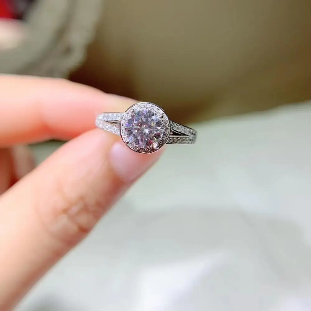 Kkmall магазин круглое серебряное кольцо Moissanite 0.80ct D VVS Роскошные Moissanite свадебное кольцо для женщин