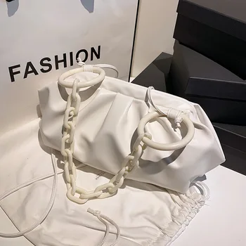 

Women's Shoulder Bags 2020 Small Chains Cloud Bag Pu Leather Purses and Handbags Designer Luxury Simple Bag Ladies Bolso Mujer