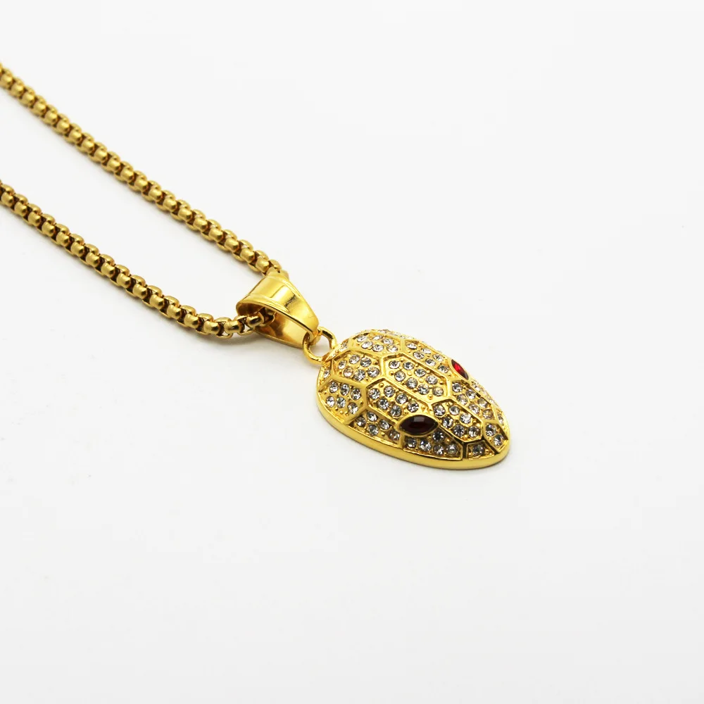 

Ophicephalous Titanium Fine Jewelry Necklace Red Eye Snake Golden Pendant Fashion Jewelled Jewel Women Gifts