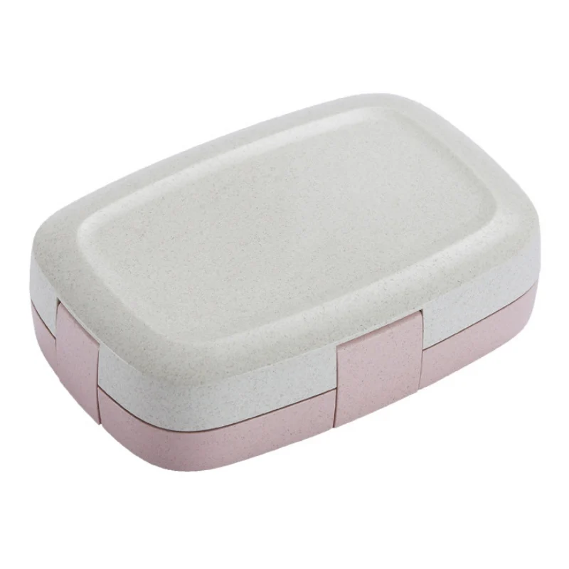 Пшеничная соломенная Ланч-бокс съемный Bento box Микроволновая печь отсек Студенческая коробка для завтрака - Цвет: P1