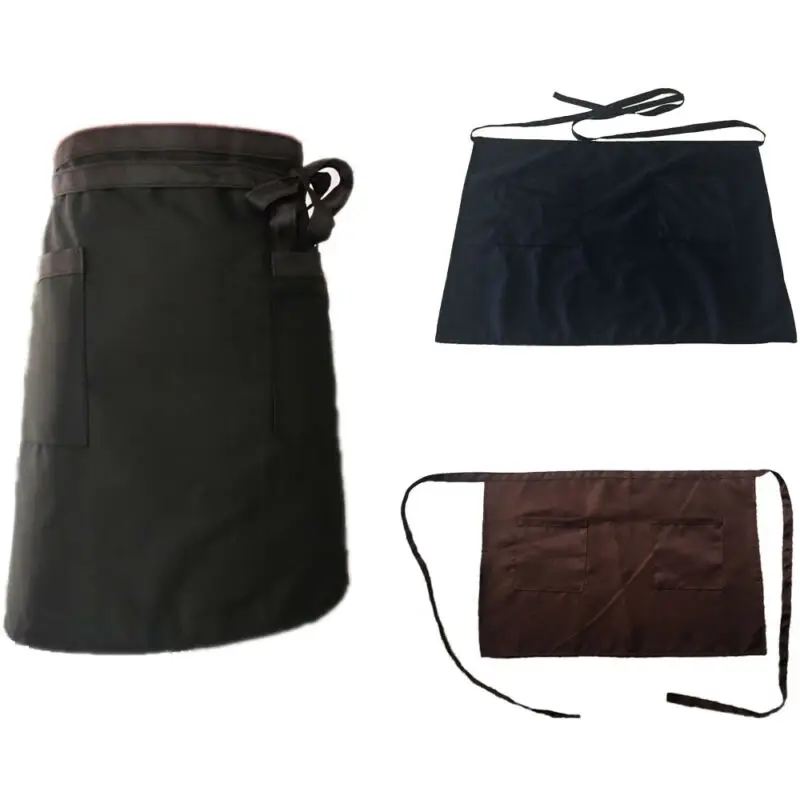 2020 Creative Universal Unisex Apron Short Waist Apron Kitchen Cooking Women Men Bar Aprons with Pocket for Chef Waiter Waitress
