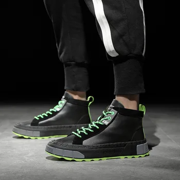 

Autumn Winter New Men Sneakers boots High Top Men Shoes Retro leather Casual Men Boots Male Casual boots Zapatos Hombre Y7-40