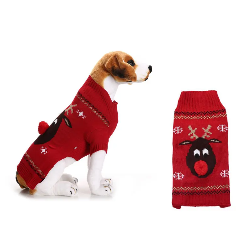 

Xmas Reindeer Dog Sweaters Pet Puppy Knitwear Sweater Christmas Pet Hoodie For Small Large Dogs Apparel XXS XS S M L XL XXL