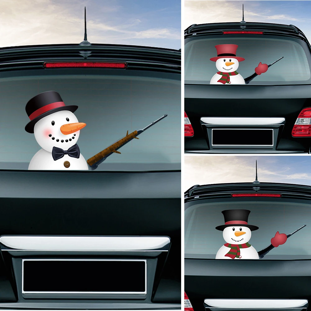 

High Quality Christmas Decoration Santa Claus 3D PVC Waving Car Stickers Styling Window Wiper Decals Rear Windshield Decoration