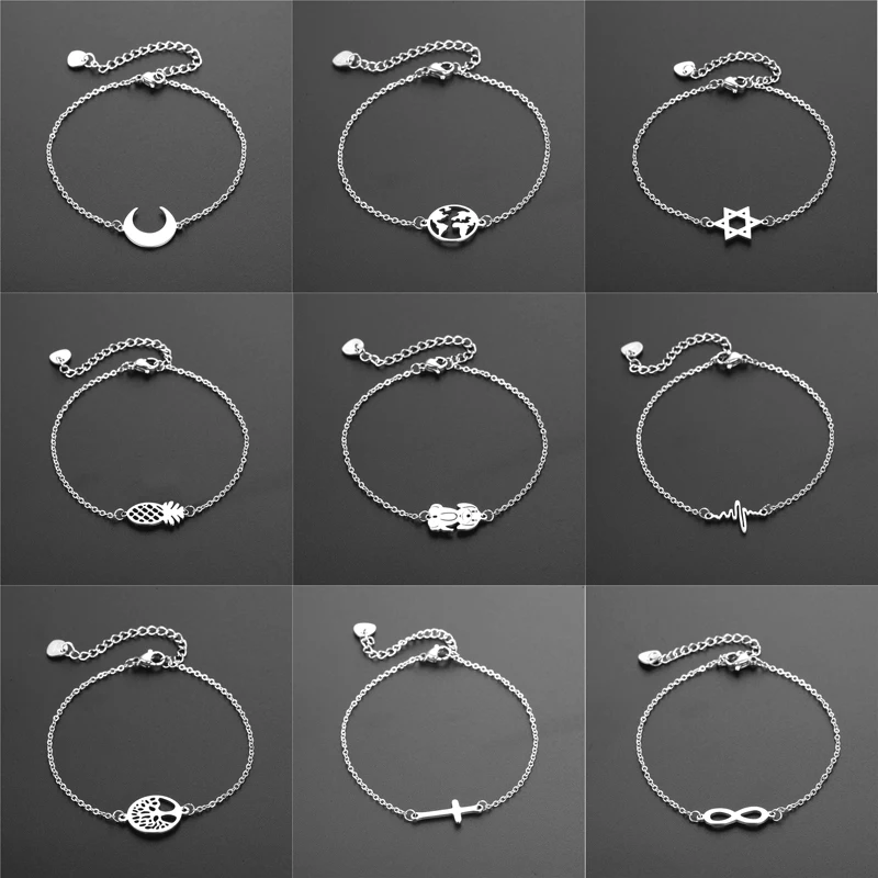 Pulsera de cadena de acero inoxidable para mujer, brazalete con colgante de Cruz de corazón y mariposa, accesorios de joyería para fiesta, regalos