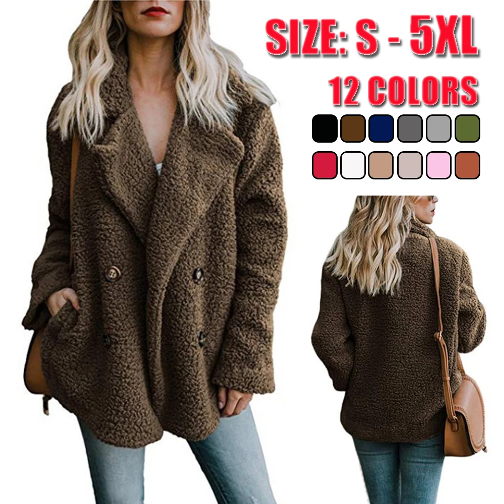 Koop 2019 Winter Vrouwen Jas Elegante Effen Revers Losse Warme Vrouwelijke Uitloper Casual Blends sobretudo feminino abrigo Dames Overjas