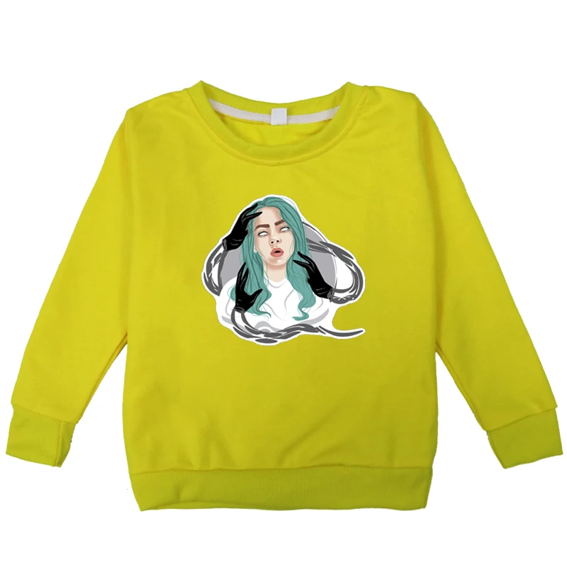 Billie Eilish/Детские осенние хлопковые толстовки; весенние толстовки для мальчиков и девочек; топы с длинными рукавами; детские толстовки с капюшоном; повседневные толстовки для мальчиков