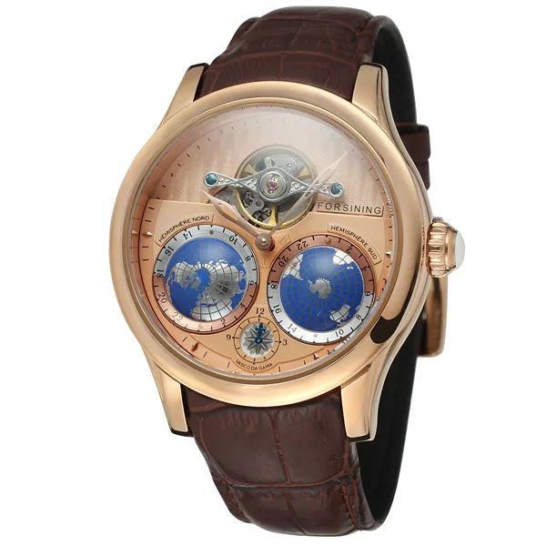 Forsining Earth Real Tourbillion многомерные Дизайнерские мужские часы Топ бренд Роскошные модные повседневные автоматические часы
