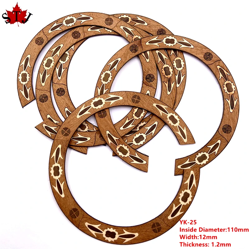 Guitar Accessories 2pcs Classic Acoustic Guitar Rosette rosewood Circle Sound Hole Rosette Inlay Decal Sticker for Acoustic Guitars