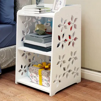 

3 Tier Corner Shelf Modern White Room Bedside Multiple Shelves Hollow Carved Design Hallway Table Rack for Home Decorations