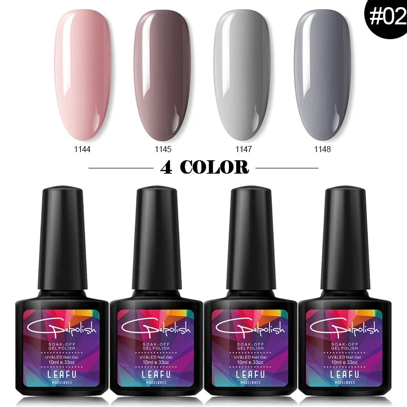

Modelones 4Pcs/Lot Grey Color UV Gel Polish Nail Art Semi Permanent Led Gel Lacquer Nail Kits Soak Off Led Nail Enamel Kits