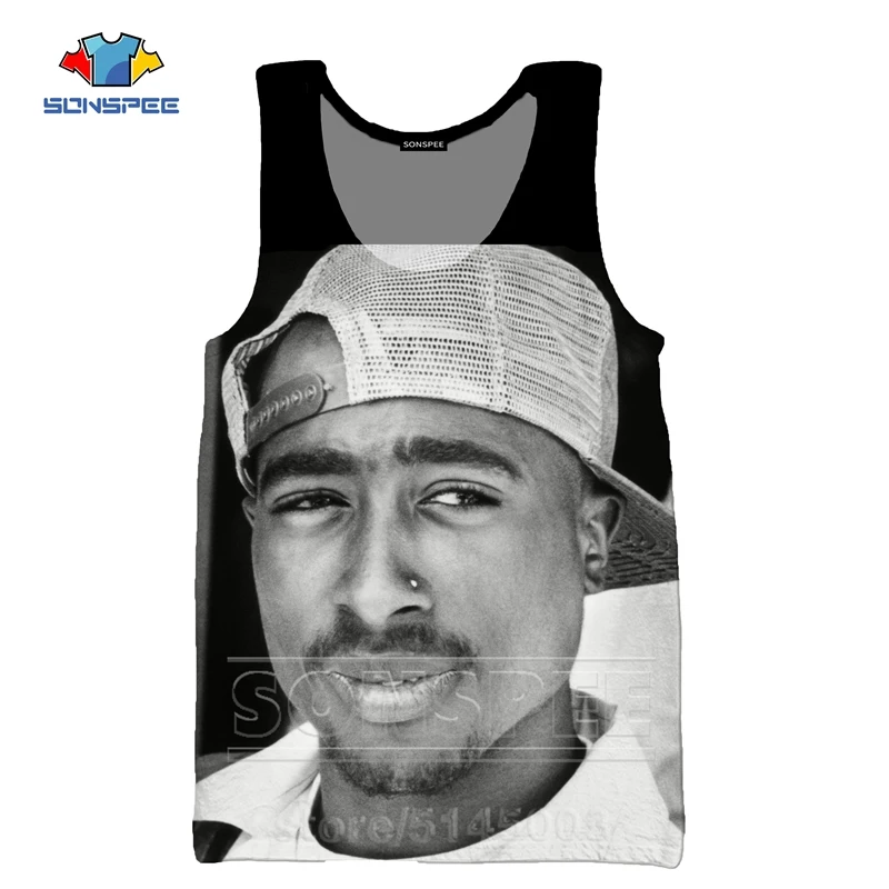 2Pac жилет летняя мода для мужчин женщин Harajuku Толстовка 3D принт Рэппер без рукавов хип хоп Уличный Топ пуловер с круглым вырезом C062-1