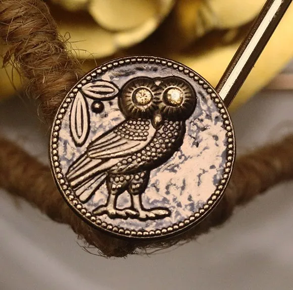 

New 10pcs Fashion High grade Retro metal owl jacket buttons Accessories Overcoat coat Sweater shirt Button 21mm Free shipping