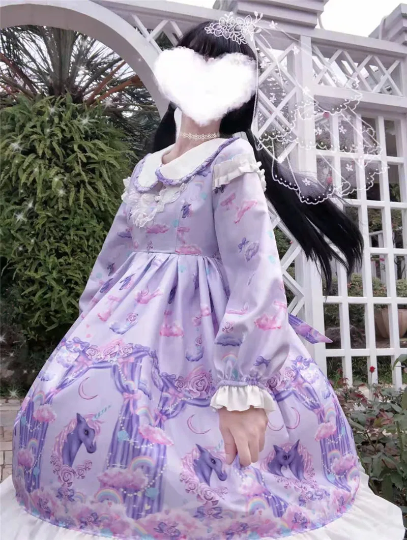 Платье в стиле Лолиты чайный Единорог для вечеринки, японское платье vestido для девочек, кружевное платье в готическом стиле для косплея, кружевное платье принцессы Missy, костюм, платье