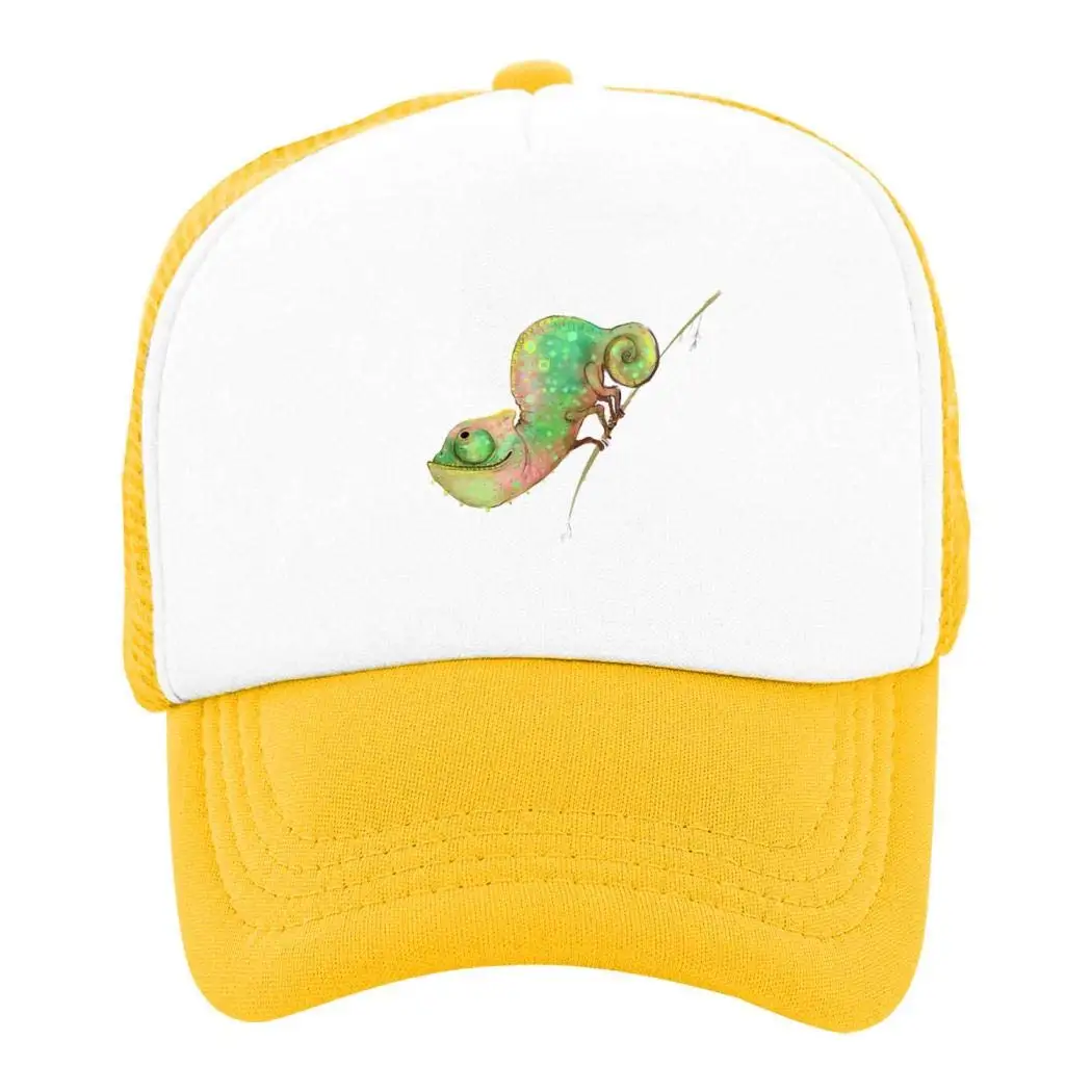 Cute Funny Chameleon Summer Sun Protection Hip Hop Cap Mesh for Boys and Girls |